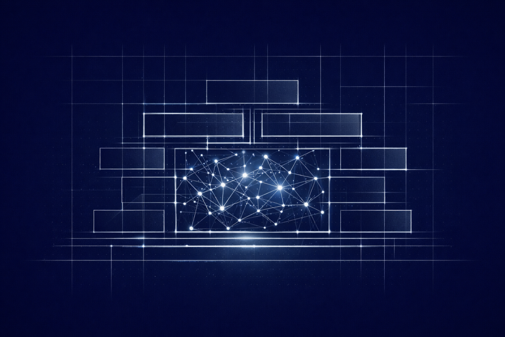 Abstract illustration of a digital network on navy
